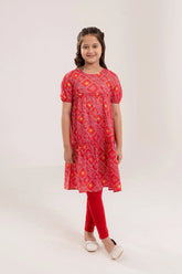 Lawn Red Digital Printed Top